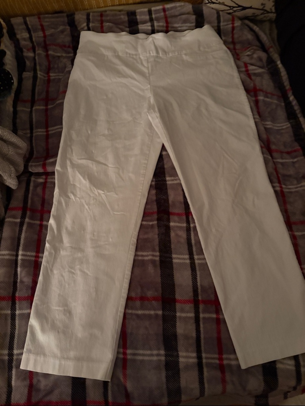 White Cropped Casual Pants